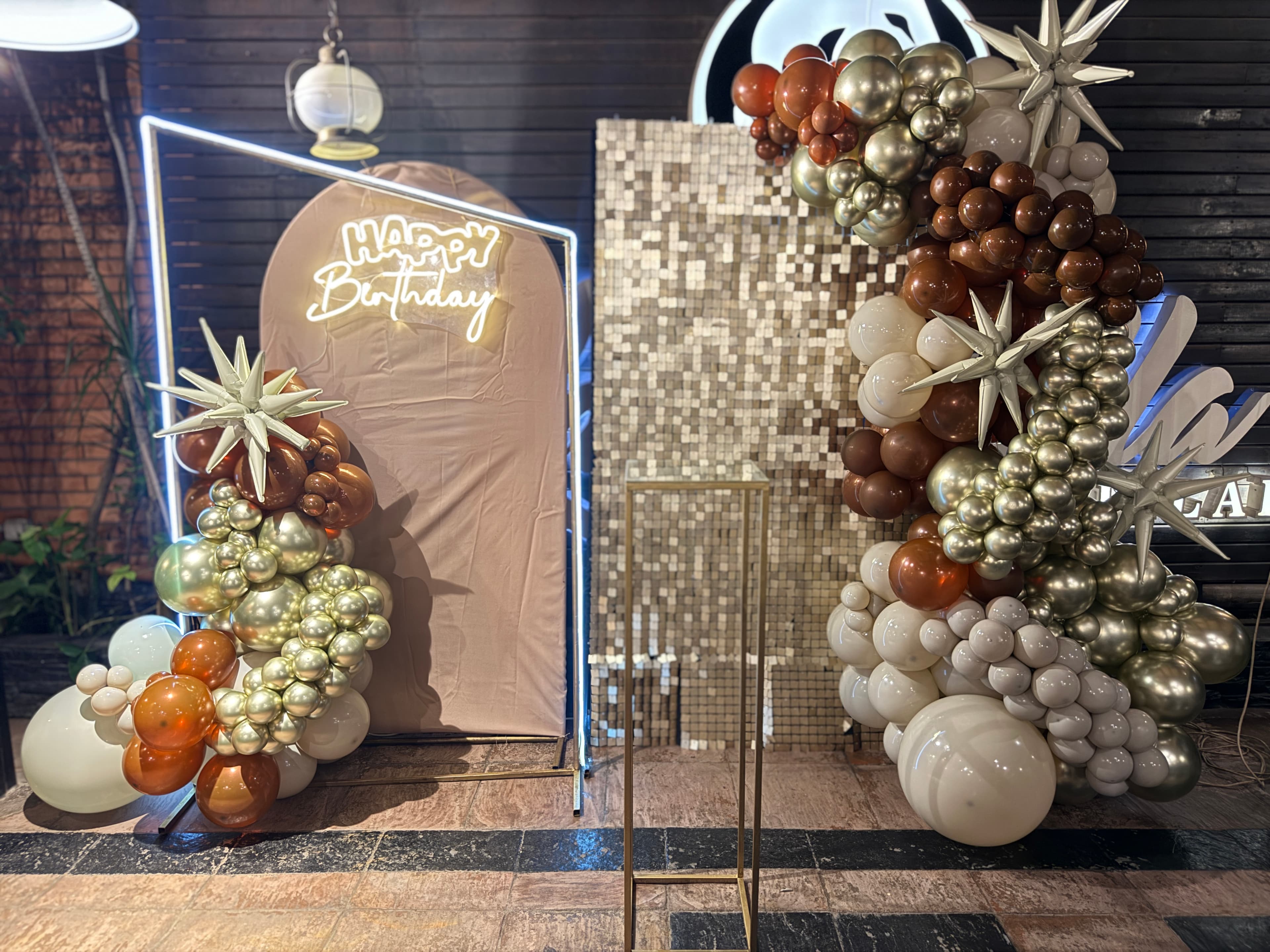 Beige & Shimmer Birthday Double Backdrop